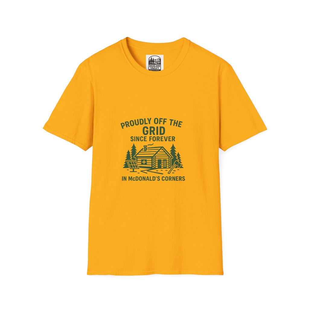 OFF THE GRID IN MCDONALD'S CORNERS UNISEX T-SHIRT