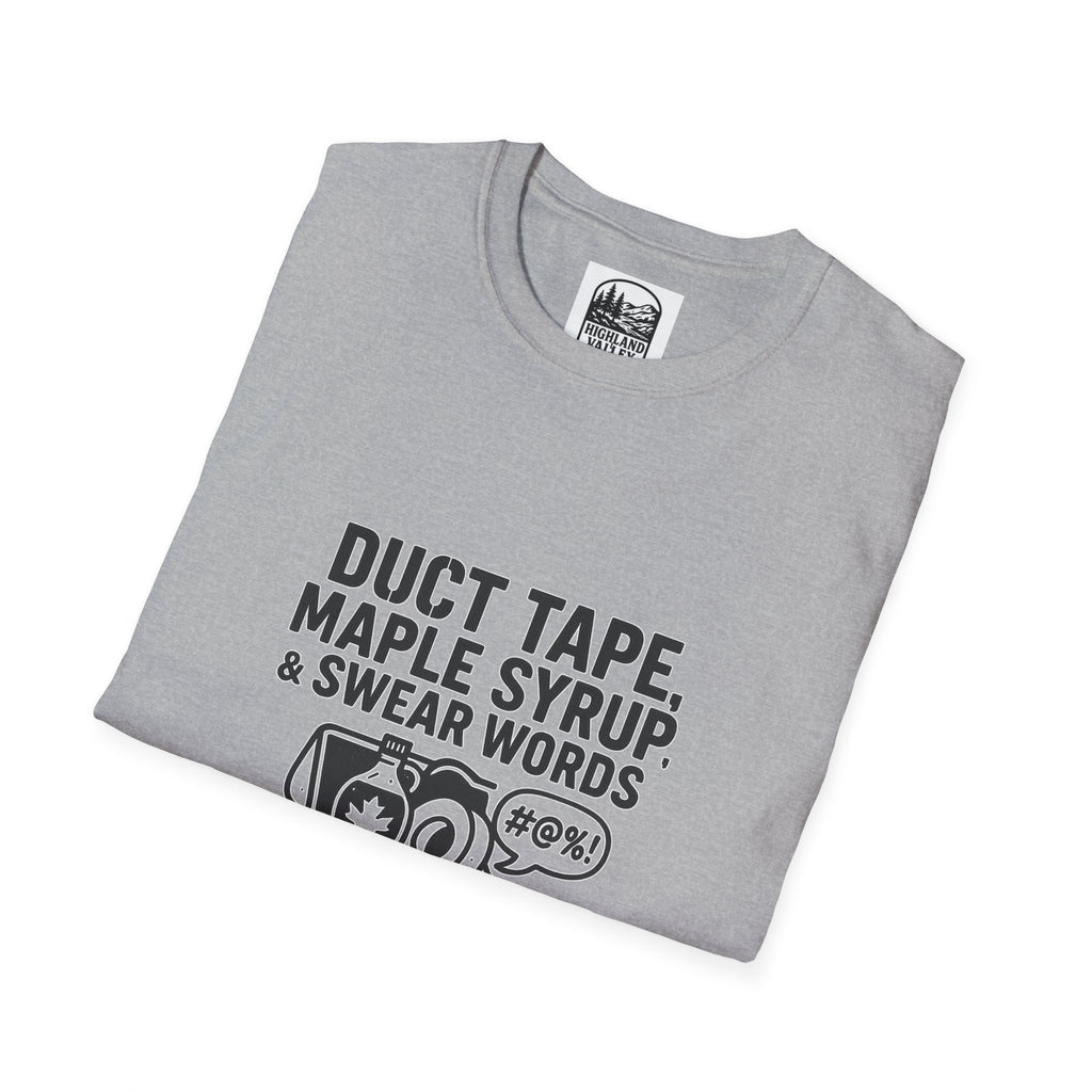 DUCT TAPE, MAPLE SYRUP, AND SWEAR WORDS LANARK UNISEX T-SHIRT